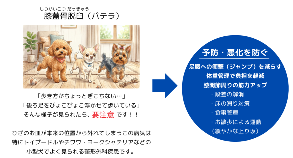 膝蓋骨脱臼（パテラ）とは？その予防・対処法